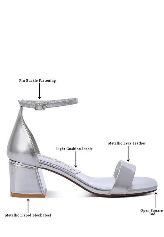 Makena Metallic Block Heel Sandals for Elegant Occasions - Love Salve